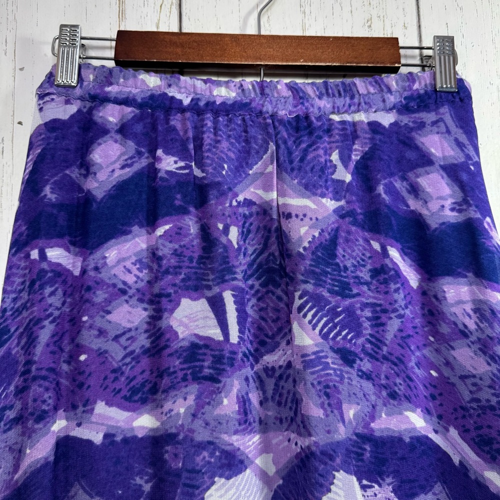 Coldwater Creek Reversible Purple Abstract Maxi Skirt Boho Artsy Lagenlook 8 - Picture 2 of 13